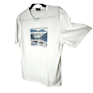 Bogner Ivory Blue Dog Sled Graphic Short Sleeve Round Neck Tee Shirt XL